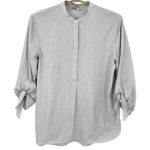 Tibi Women’s Navy Pinstripe Tunic Popover Blouse Top Tie Sleeve Size Large